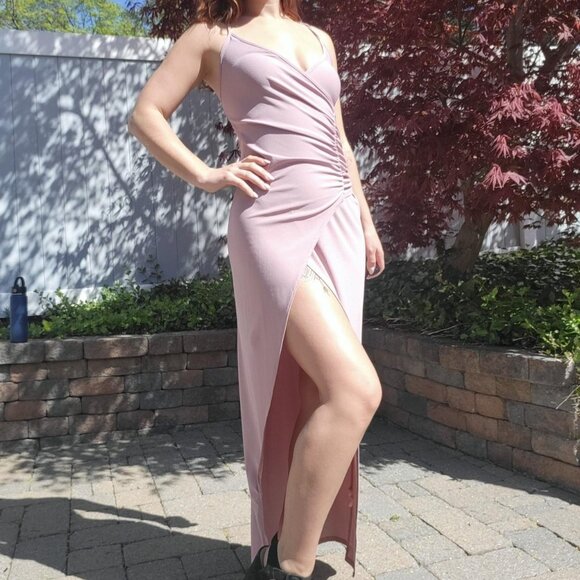 Boohoo Dresses & Skirts - Boohoo Size 10 wrap Strappy Maxi Dress Spaghetti Strap Sleeveless pink mauve